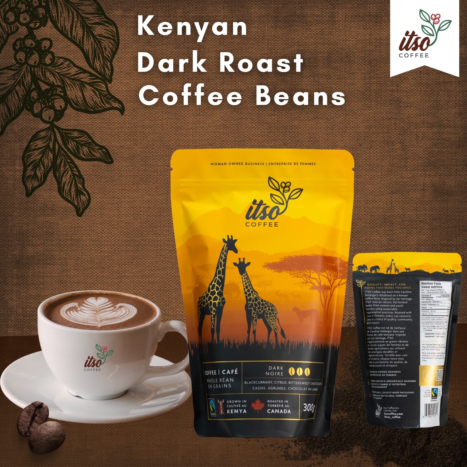 Premium Kenyan Dark Roast Coffee Beans - 300 G