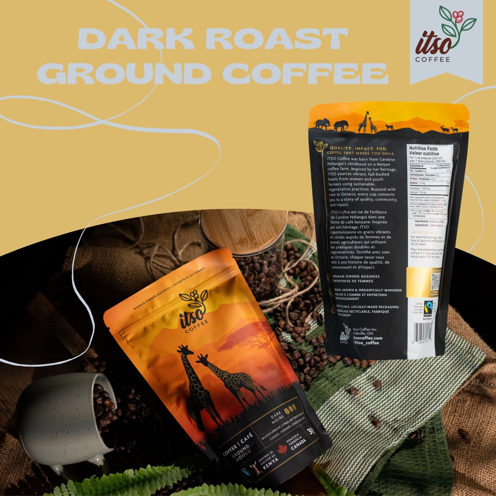 Premium Kenyan Dark Roast Ground Coffee- 300 G