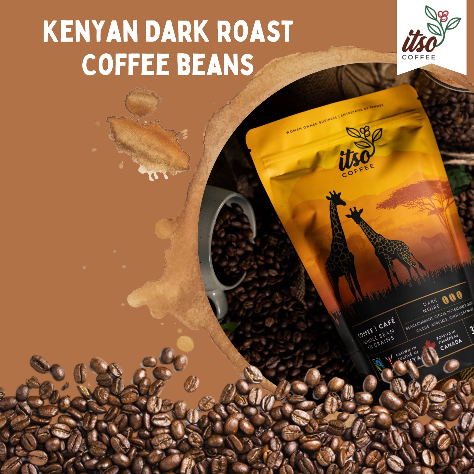 Premium Kenyan Dark Roast Coffee Beans - 300 G