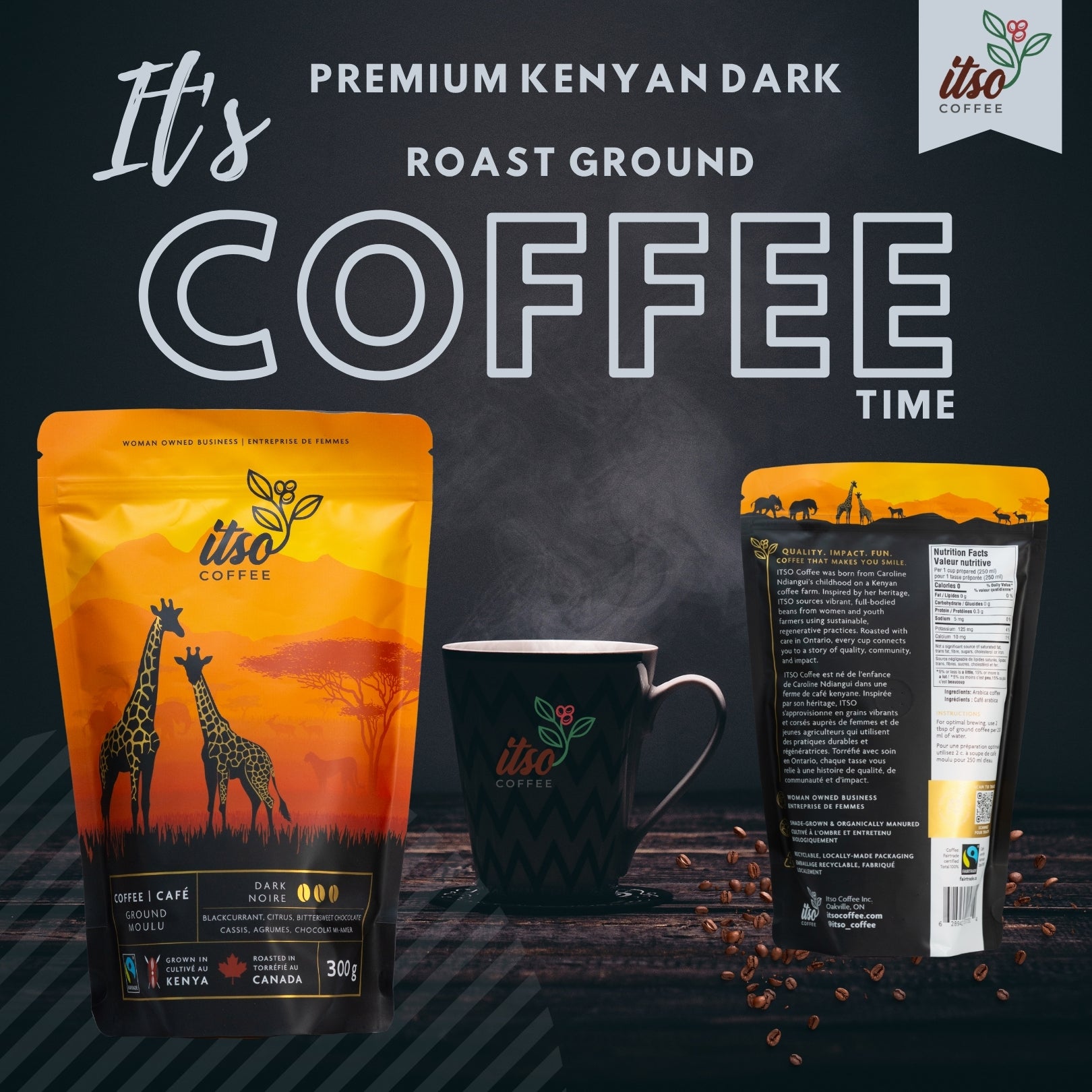 Premium Kenyan Dark Roast Ground Coffee- 300 G