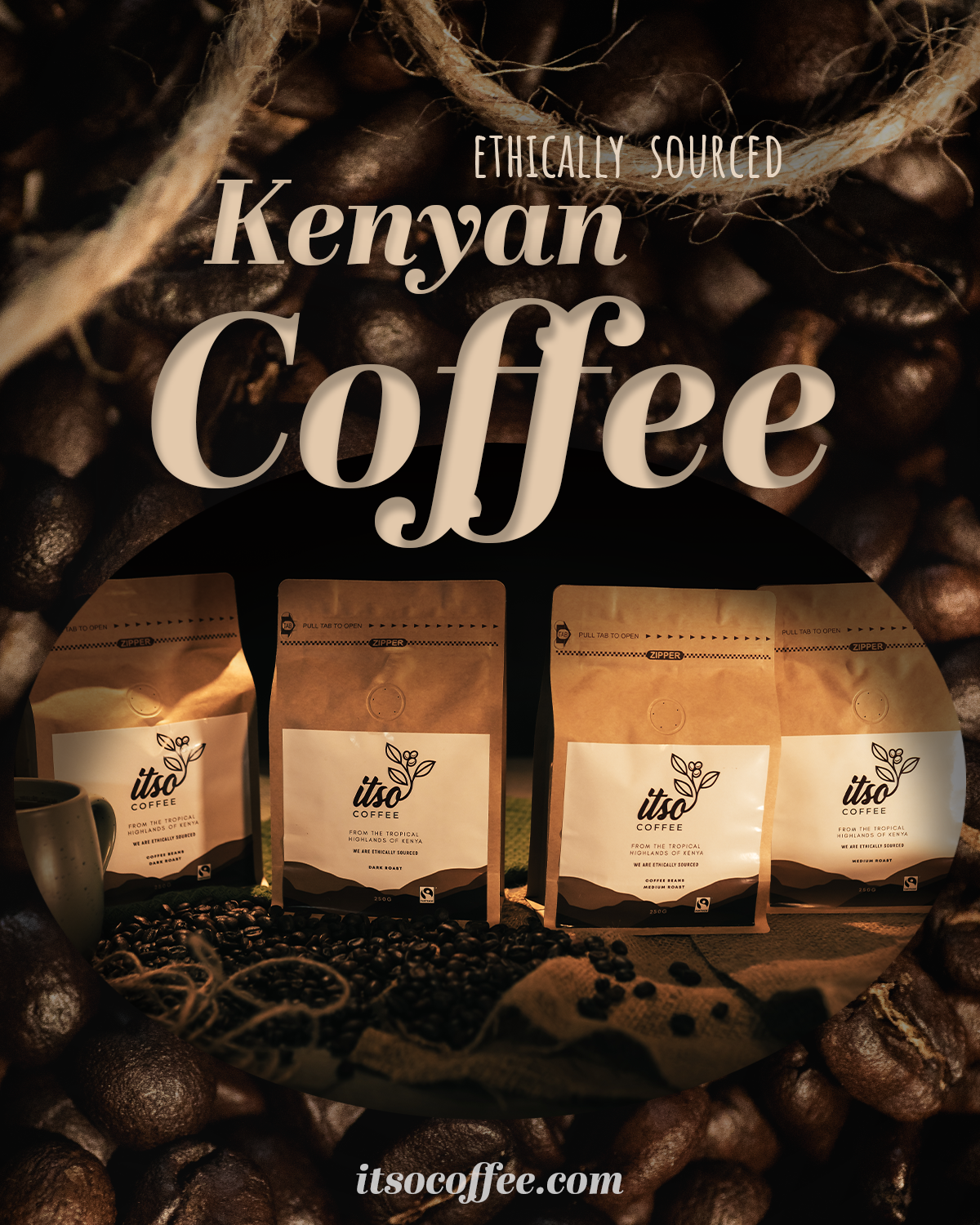 Premium Kenyan Medium Roast Coffee Beans - 250 G