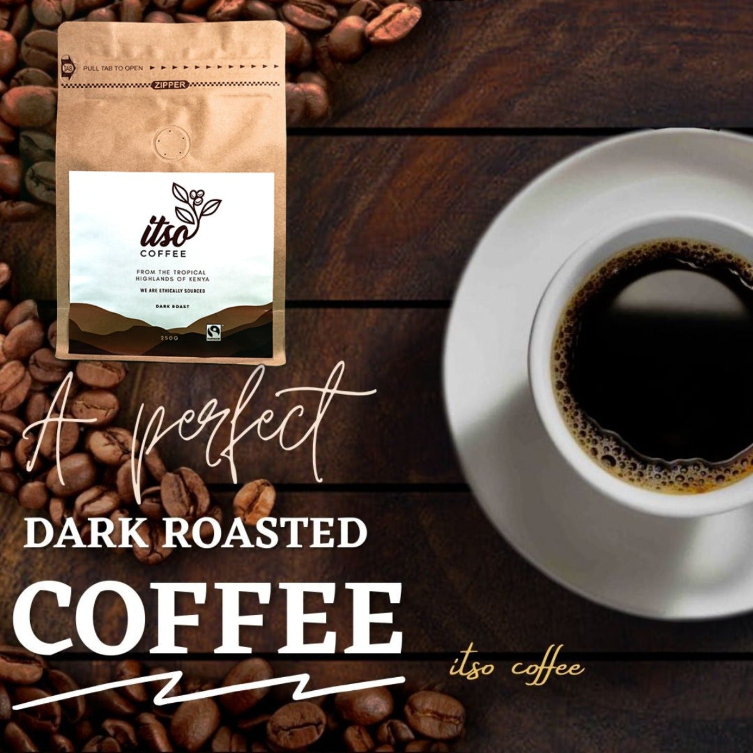 Premium Kenyan Dark Roast Ground Coffee- 250 G